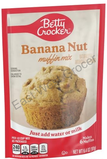 Betty Crocker Banana Nut Muffin Mix 181 g (Pack of 3)– Imported from USA –Easy-to-Make American Muffin Pouch, Quick Bake, No Preservatives, Perfect Breakfast & Snack for UK Bakers