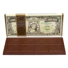 Bartons Million Dollar Bar – rich milk chocolate in novelty million dollar bill packaging