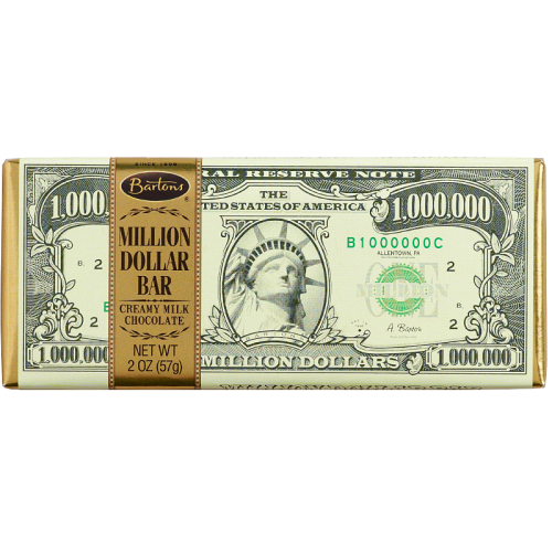 Bartons Million Dollar Bar – large creamy milk chocolate bar with fun packaging