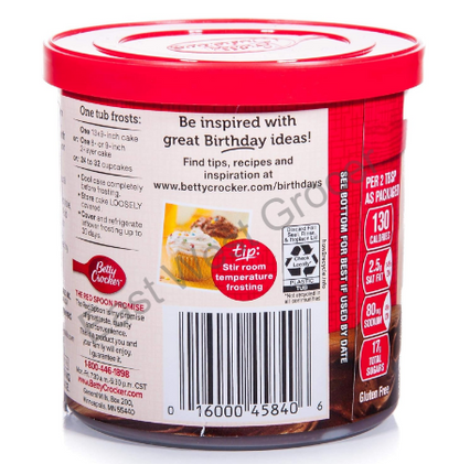 Betty Crocker Chocolate Frosting/Icing 453 g – Imported from USA- Ready to Spread, Delicious UK Baking Essentials