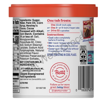 Imported from USA – Betty Crocker Hershey’s Milk Chocolate Frosting 453 g – Ready‑to‑Use Gluten‑Free Icing for Cakes, Cupcakes & Baking – Best Quality Chocolate Cake Topping UK