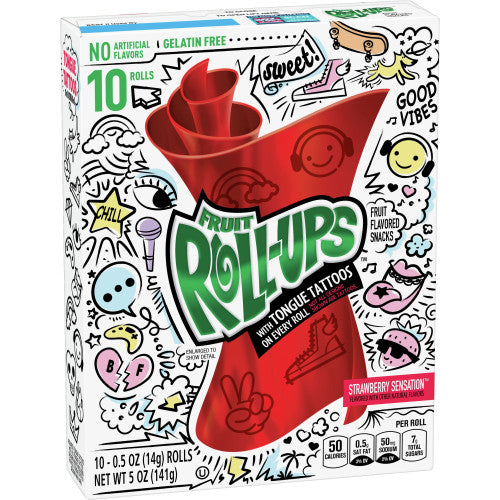 Betty Crocker Fruit Roll-Ups Strawberry Sensation chewy fruit tape snack strawberry flavour