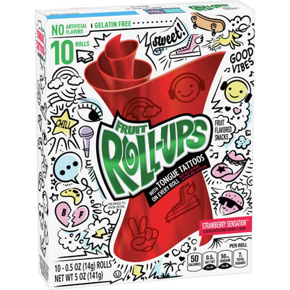 Betty Crocker Fruit Roll-Ups Strawberry Sensation chewy fruit tape snack strawberry flavour