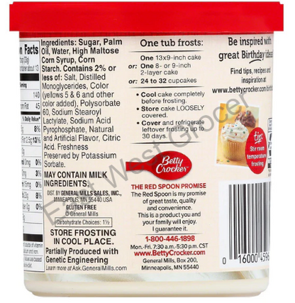 Betty Crocker Rich & Creamy Frosting – Imported from USA – Creamy Cheese 453 g Tub – Smooth American Cream Cheese Icing, Gluten‑Free, Ready‑to‑Use – UK Stock