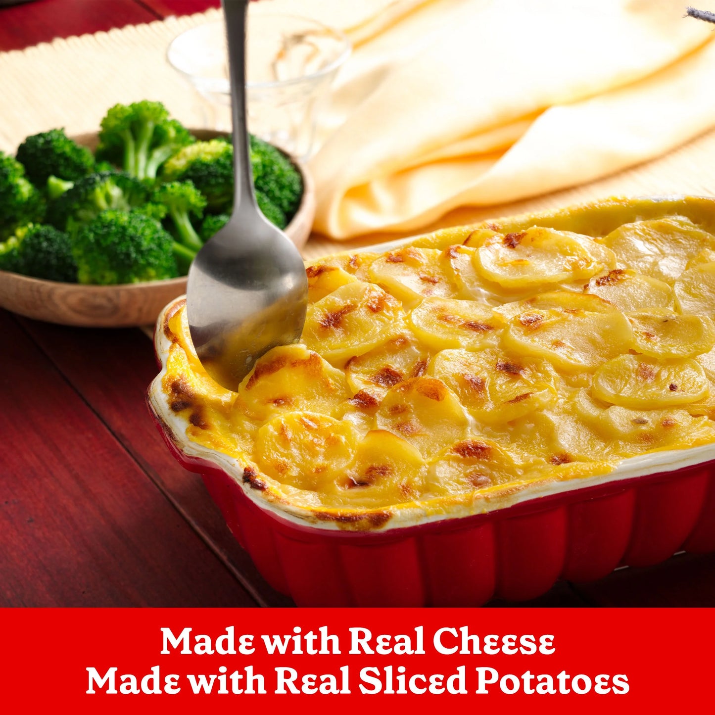 Prepared Betty Crocker Au Gratin Potatoes with creamy cheese sauce.