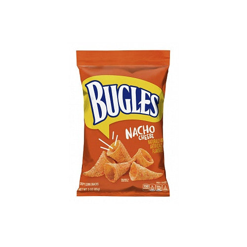 Bugles Nacho Cheese 6 x 85g – crispy, crunchy nacho cheese flavored snack.