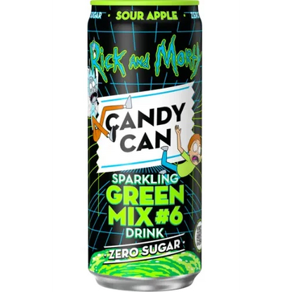 Rick & Morty Themed Sour Apple Soda – Candy Can Sparkling Drink (Sugar-Free)