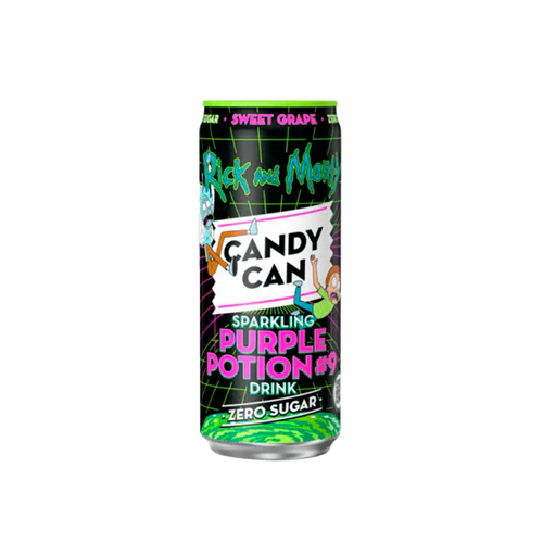 Fizzy grape drink Candy Can Purple Potion Rick & Morty sugar-free beverage