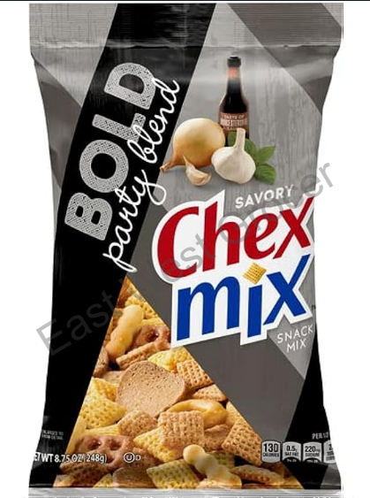 Chex Mix Bold Party Blend Snack Mix 226g – USA Imported Savoury Crispy Snack – Spicy Crunchy Party Mix