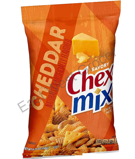 Chex Mix Cheddar Snack Mix 226g – USA Imported Crunchy Cheese-Flavoured Snack – Savoury Pretzel & Cereal Mix