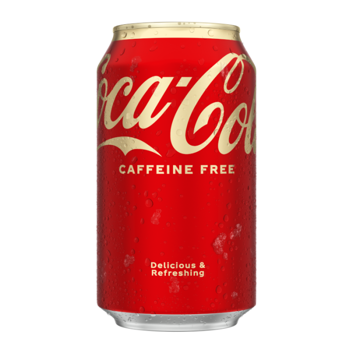 Coca-Cola Caffeine-Free in a 355ml can, offering the classic Coke taste without the caffeine for a refreshing, smooth soda experience.