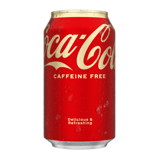 Coca-Cola Caffeine-Free in a 355ml can, offering the classic Coke taste without the caffeine for a refreshing, smooth soda experience.