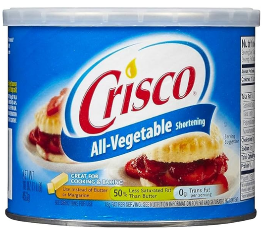 Crisco All-Vegetable Shortening 453g – Imported from USA – Premium Plant-Based Baking Fat for Pastry, Pie Crusts & Frying | Vegan-Friendly Solid Cooking Fat – UK Stock