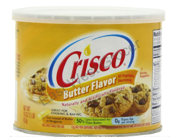 Crisco Butter Flavour All-Vegetable Shortening 453g – Imported from USA – Vegan-Friendly Butter Substitute for Baking, Pastry & Frying | Dairy-Free Solid Cooking Fat – UK Stock