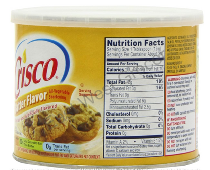 Crisco Butter Flavour All-Vegetable Shortening 453g – Imported from USA – Vegan-Friendly Butter Substitute for Baking, Pastry & Frying | Dairy-Free Solid Cooking Fat – UK Stock