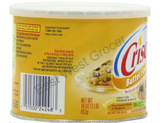 Crisco Butter Flavour All-Vegetable Shortening 453g – Imported from USA – Vegan-Friendly Butter Substitute for Baking, Pastry & Frying | Dairy-Free Solid Cooking Fat – UK Stock