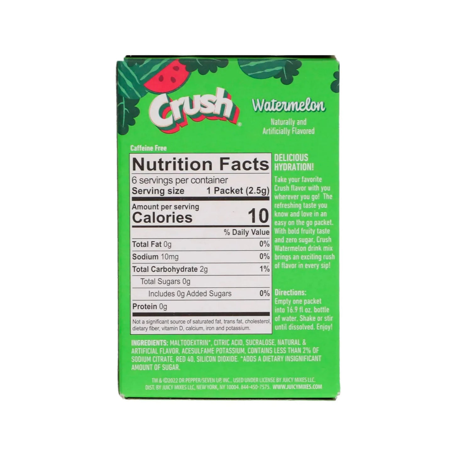 Crush Singles To Go Watermelon drink mix, 0.53 oz (15 g) single-serve packets.