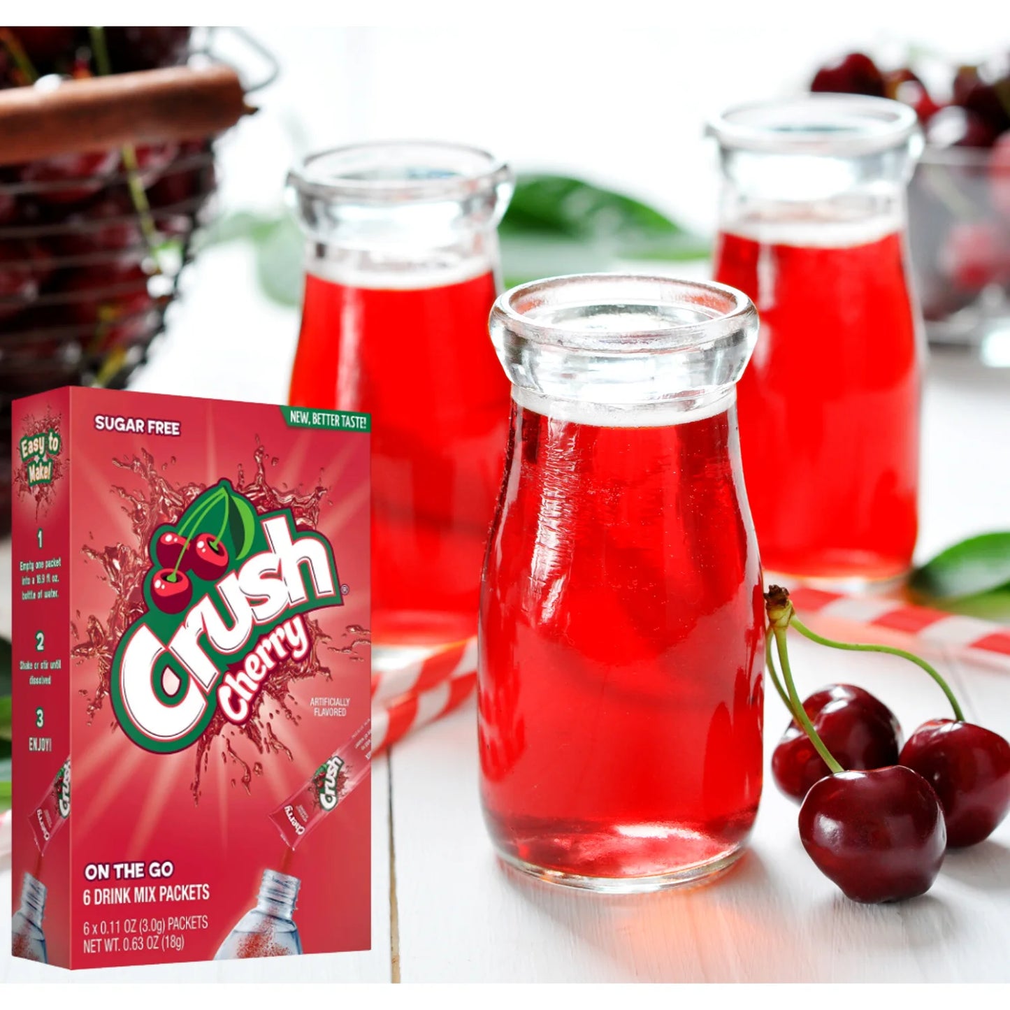 Crush Singles To Go Cherry drink mix,  0.63 oz (18 g) single-serve packets