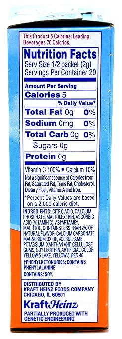 Portable Crystal Light Classic Orange drink mix packets for quick and refreshing citrus flavor.