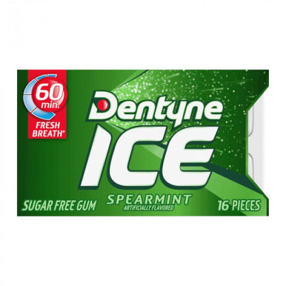 Dentyne Ice Spearmint gum, 16-piece pocket pack, refreshing spearmint taste.