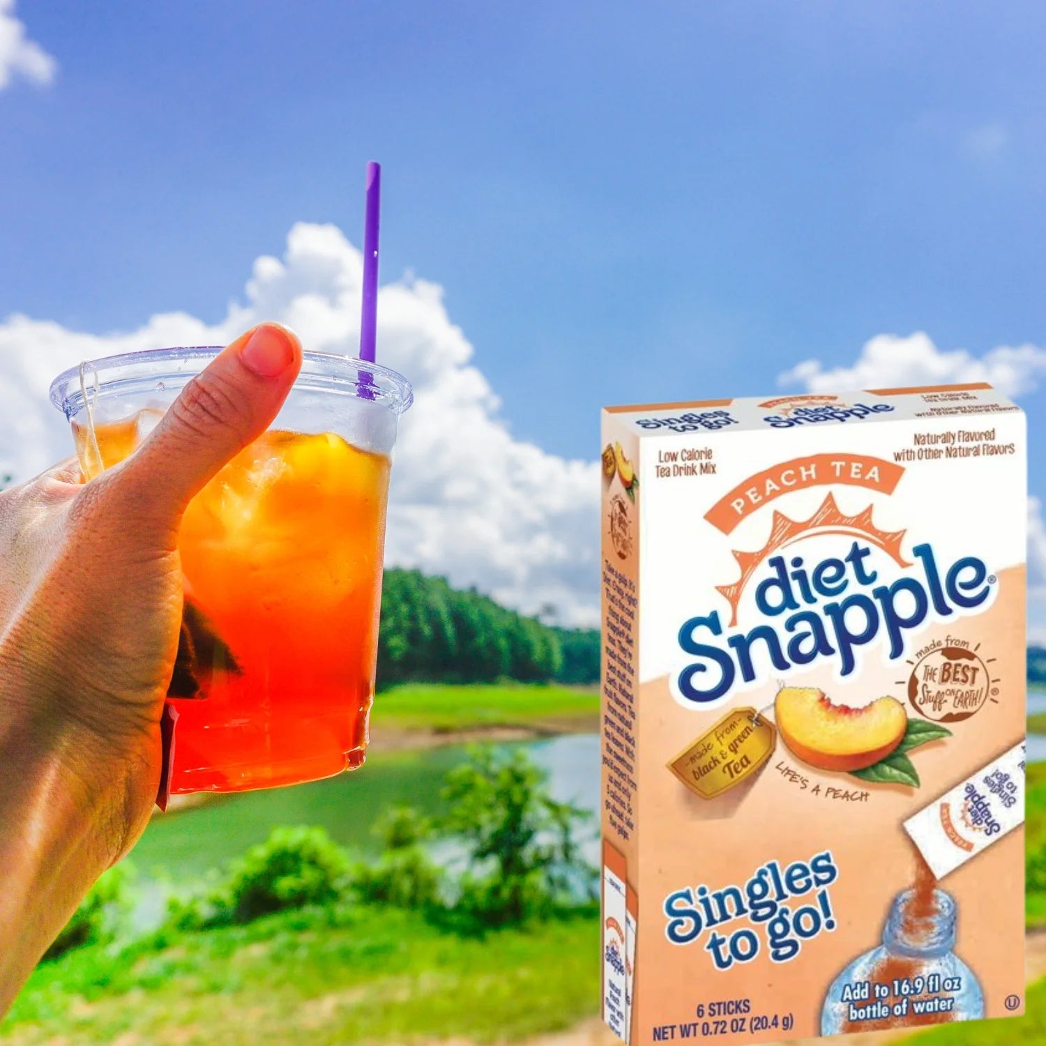 Diet Snapple Singles To Go Peach Tea drink mix 0.72 oz (20.4 g) single-serve packets