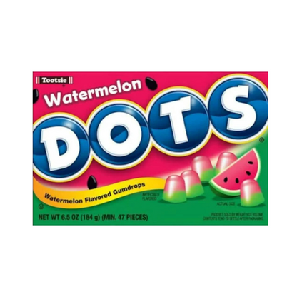 Large box of DOTS Watermelon chewy gumdrops, juicy and colourful.