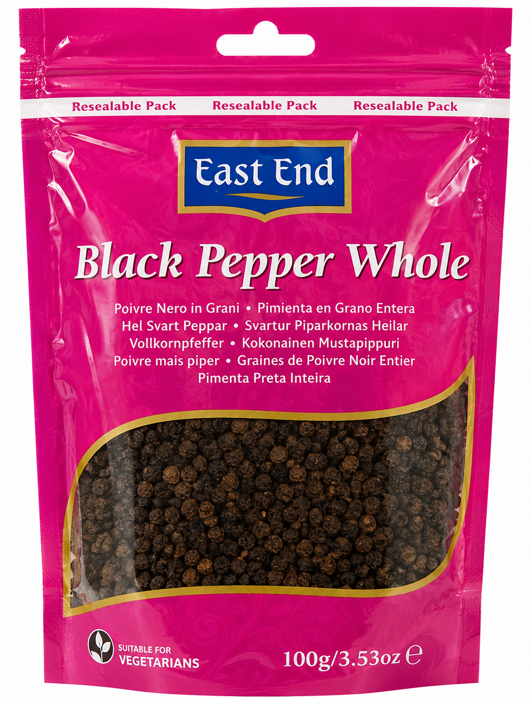 East End Black Pepper Whole 100g pack – quality whole black peppercorns for Indian curries, sauces, meat, fish and everyday cooking