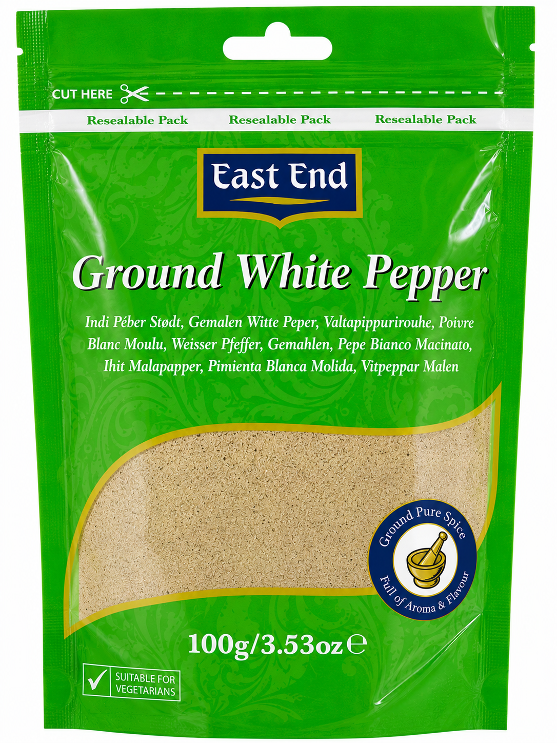 East End Ground White Pepper 100g pack – finely ground white pepper spice for sauces, soups, mashed potatoes and savoury dishes