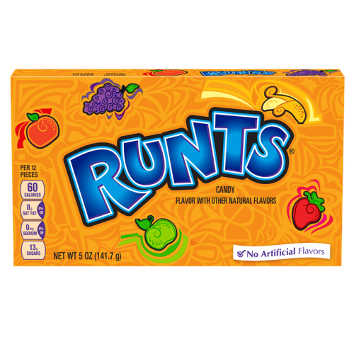 Runts 5 oz box assorted fruit‑shape hard candies pineapple grape banana orange”