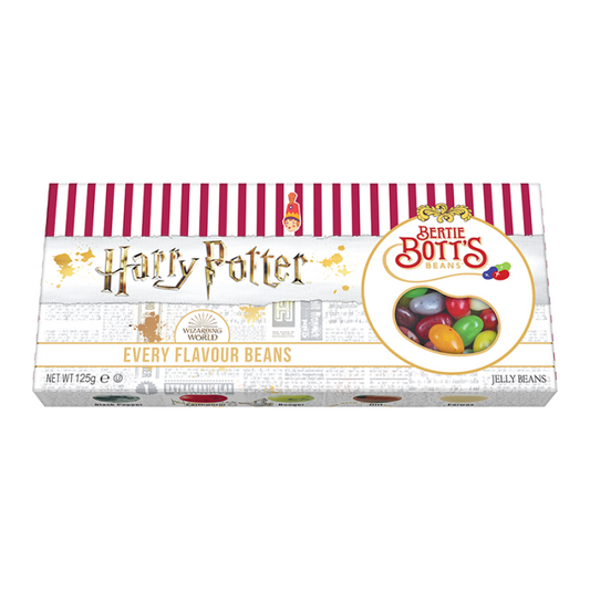 Harry Potter Bertie Bott's Every Flavor Beans Gift Box 125g showing the box and colorful jelly beans