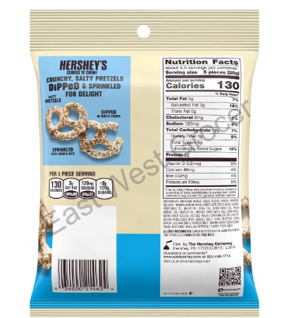 Hershey’s Cookies ‘n’ Crème Dipped Pretzels 120g – USA Imported Sweet & Salty Snack – Chocolate Covered Pretzels