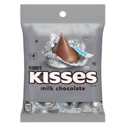 A peg bag of Hershey Kisses Classic Milk Chocolate (137g), featuring individually wrapped, smooth milk chocolate pieces shaped like kisses, perfect for snacking and sharing.