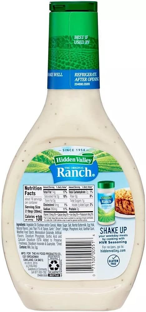 Hidden Valley Ranch Dressing 473 ml Classic Creamy Salad & Dip Dressin ...