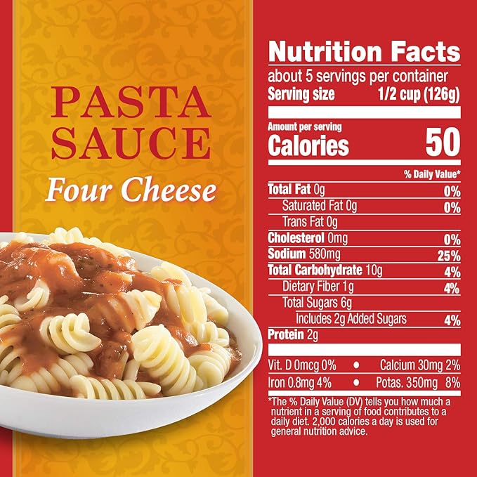 Hunt’s Pasta Sauce Four Cheese 680 g jar highlighting rich, creamy cheese flavor