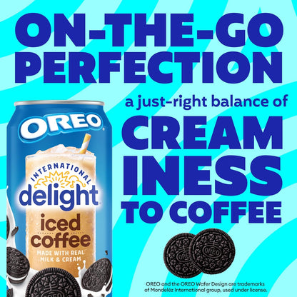 International Delight Oreo iced coffee served cold in single serve can
