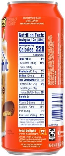 International Delight Reese’s iced coffee served cold in aluminum can