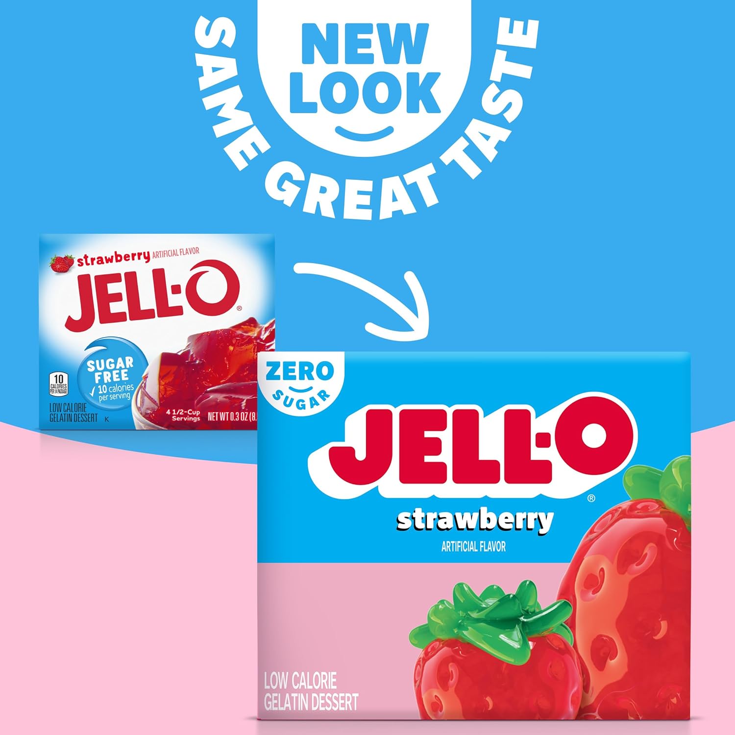 Jell-O sugar free strawberry gelatin dessert mix box