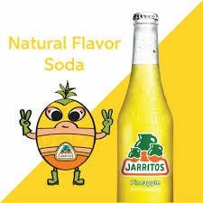 Jarritos Pineapple Soda bottle 12.5 fl. oz (370 ml) with yellow liquid and colorful label