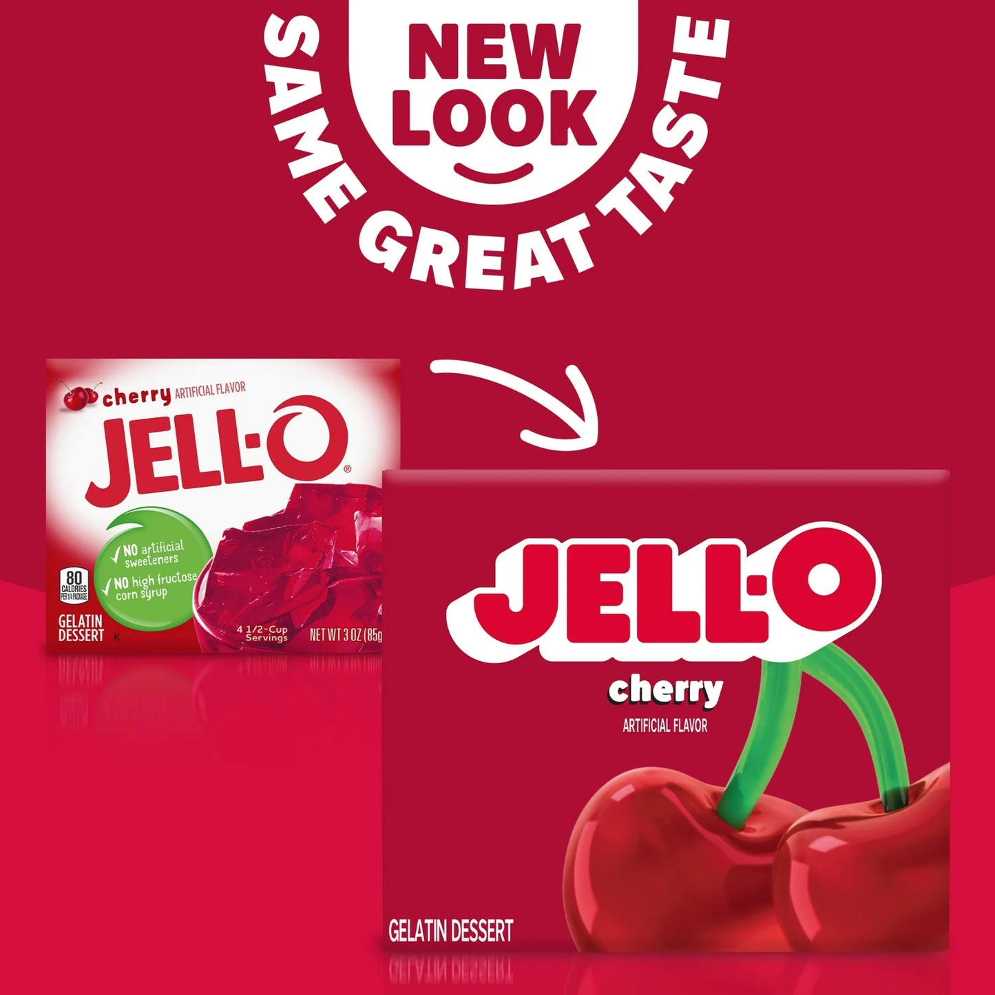 Jell-O Cherry Gelatin Dessert Mix box, 3 oz (85 g)