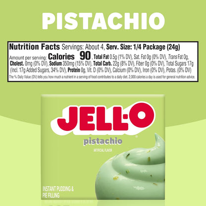 Jell-O pistachio pudding mix for pies and layered desserts
