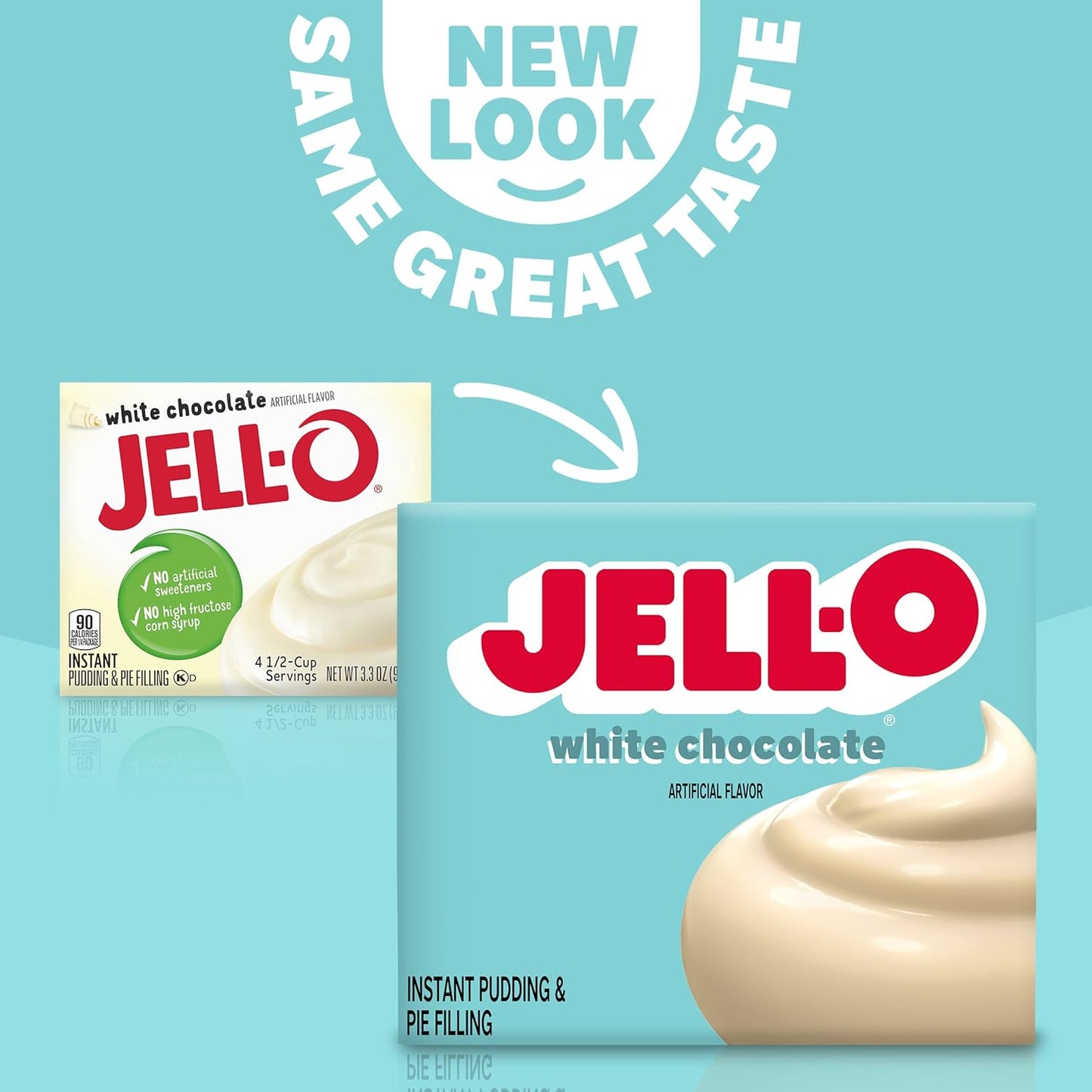 Jell-O white chocolate instant pudding mix box