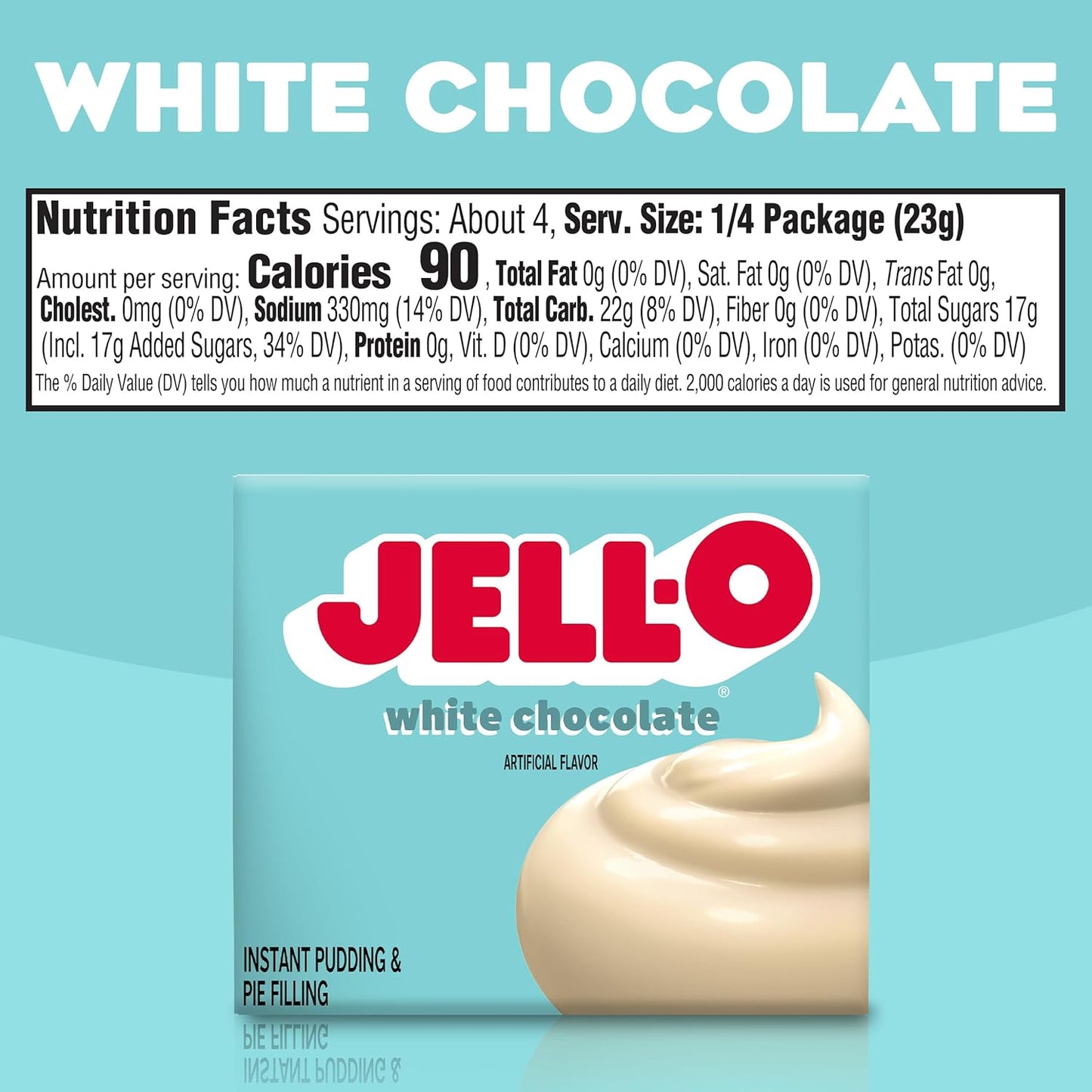 ell-O instant white chocolate pudding 3.3oz package