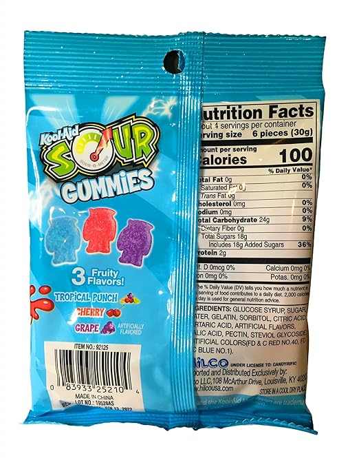 Kool‑Aid Sour‑Sand Gummies – Tangy Chewy Candy 114g Bag