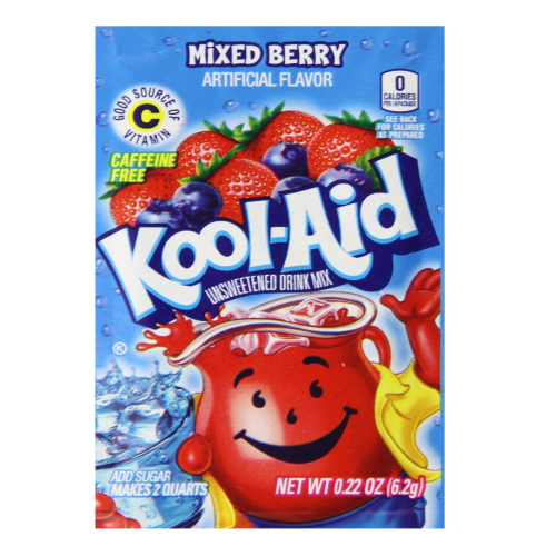 Kool‑Aid Mixed Berry unsweetened powder ready to mix with water