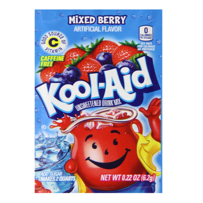 Kool‑Aid Mixed Berry unsweetened powder ready to mix with water