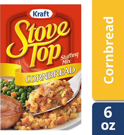 Kraft Stove Top Cornbread Stuffing Mix 12 x 170g, ready-in-minutes cornbread-style stuffing for meals and holidays.