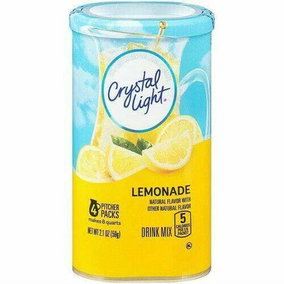 Bulk pack of 12 Crystal Light Natural Lemonade Drink Mix canisters, 53 g each.