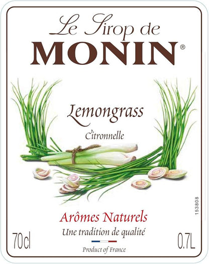 Monin Premium Lemongrass Syrup 700ml – Zesty, Citrus Herbal Syrup for Cocktails, Mocktails, Teas, and Smoothies | Vegan & Allergen-Free