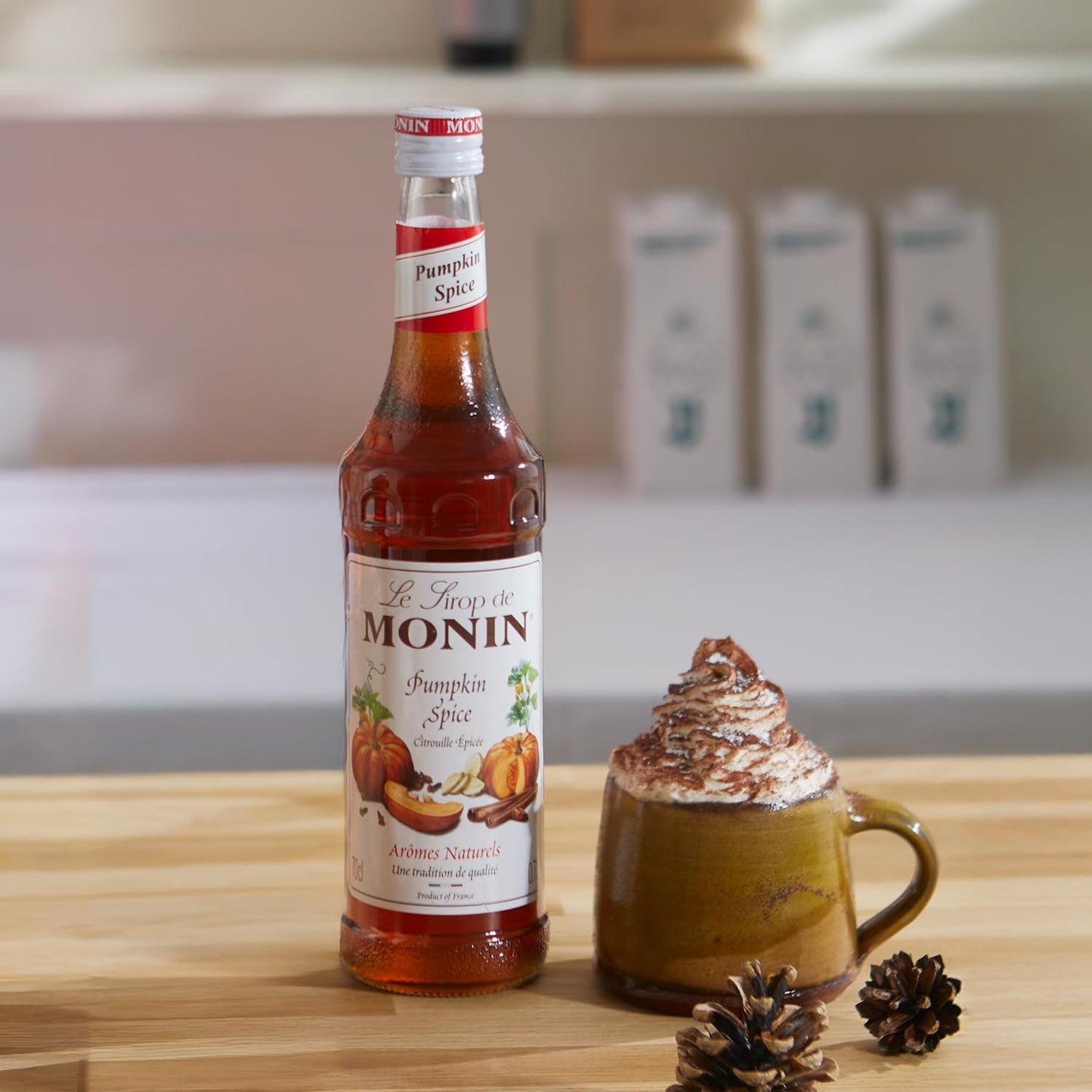 MONIN Premium Pumpkin Spice Syrup 1 L bottle for coffees frappes & cocktails