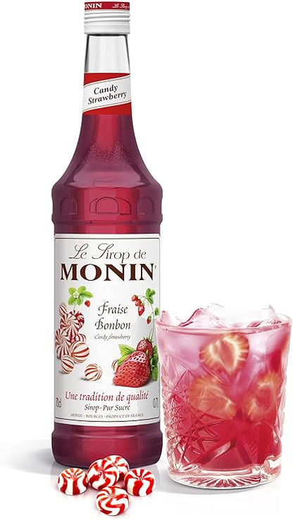 MONIN Strawberry Candy Syrup 700ml – natural flavours for cocktails, mocktails, and desserts